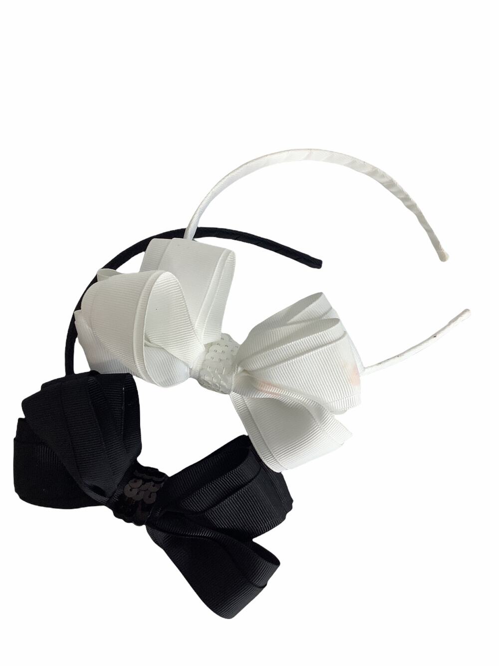 Girl’s Lot 2 White & Black Sequined Bow Headbands